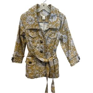 Nick & Mo mustard and gray floral cotton blend jacket blazer size small